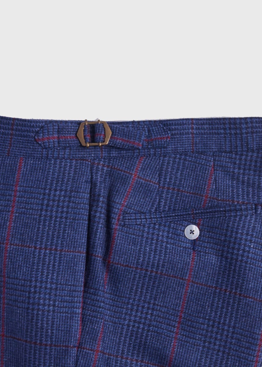 Wool & Cashmere Plaid Trouser - Blue