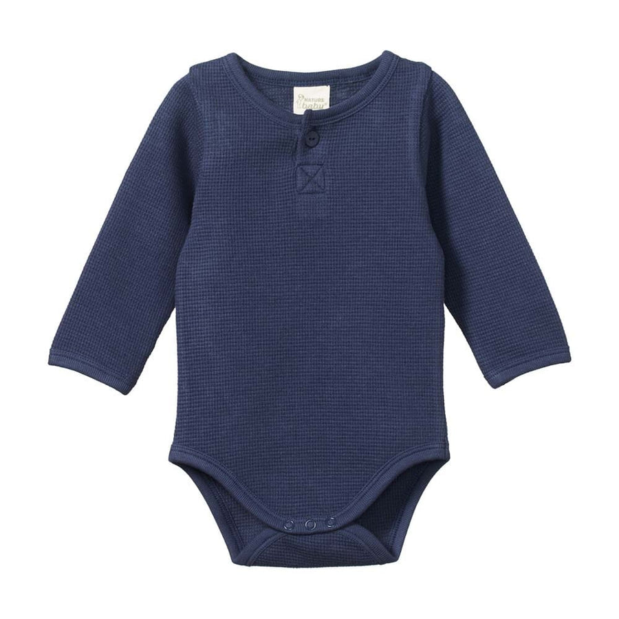 Waffle Henley Long Sleeve Bodysuit - Night Bodysuits + Onesies Nature Baby 