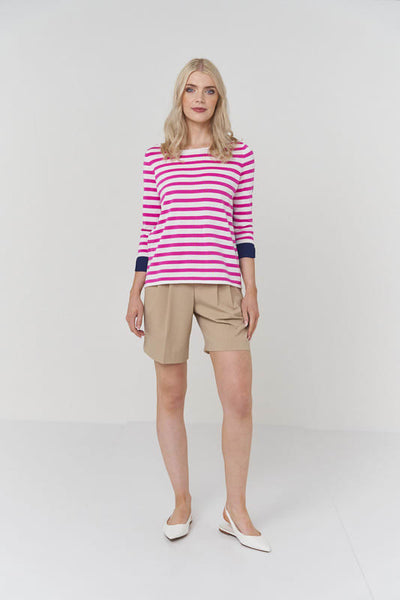 Brydie Stripe - Optic White/Pink Stripes