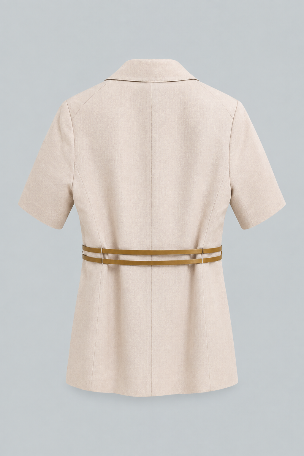 Silk-Linen Short Sleeve Belted Blazer - Pearl
