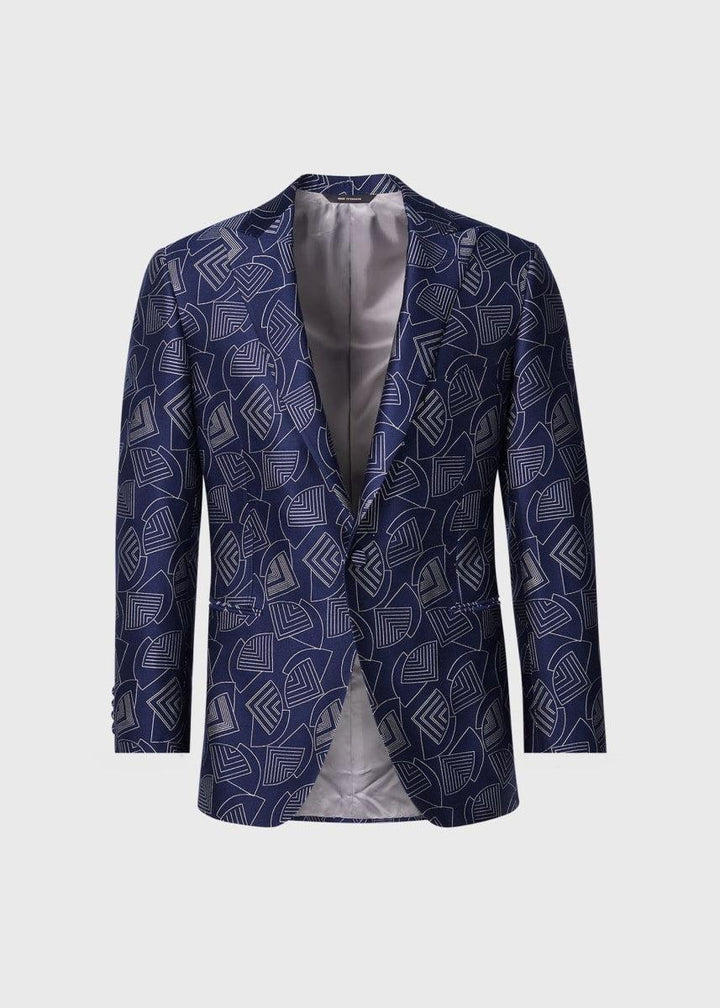 Wool & Silk Deco Dinner Jacket - Navy