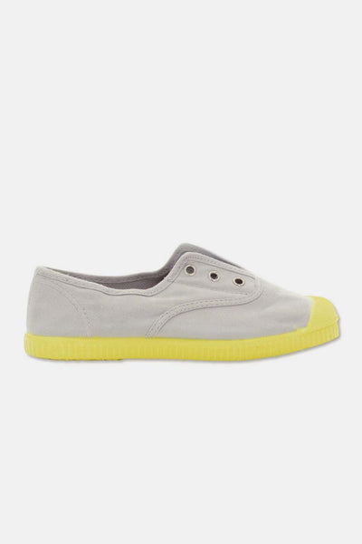 Slip-on vegan shoelace sneakers - Soft grey yellow