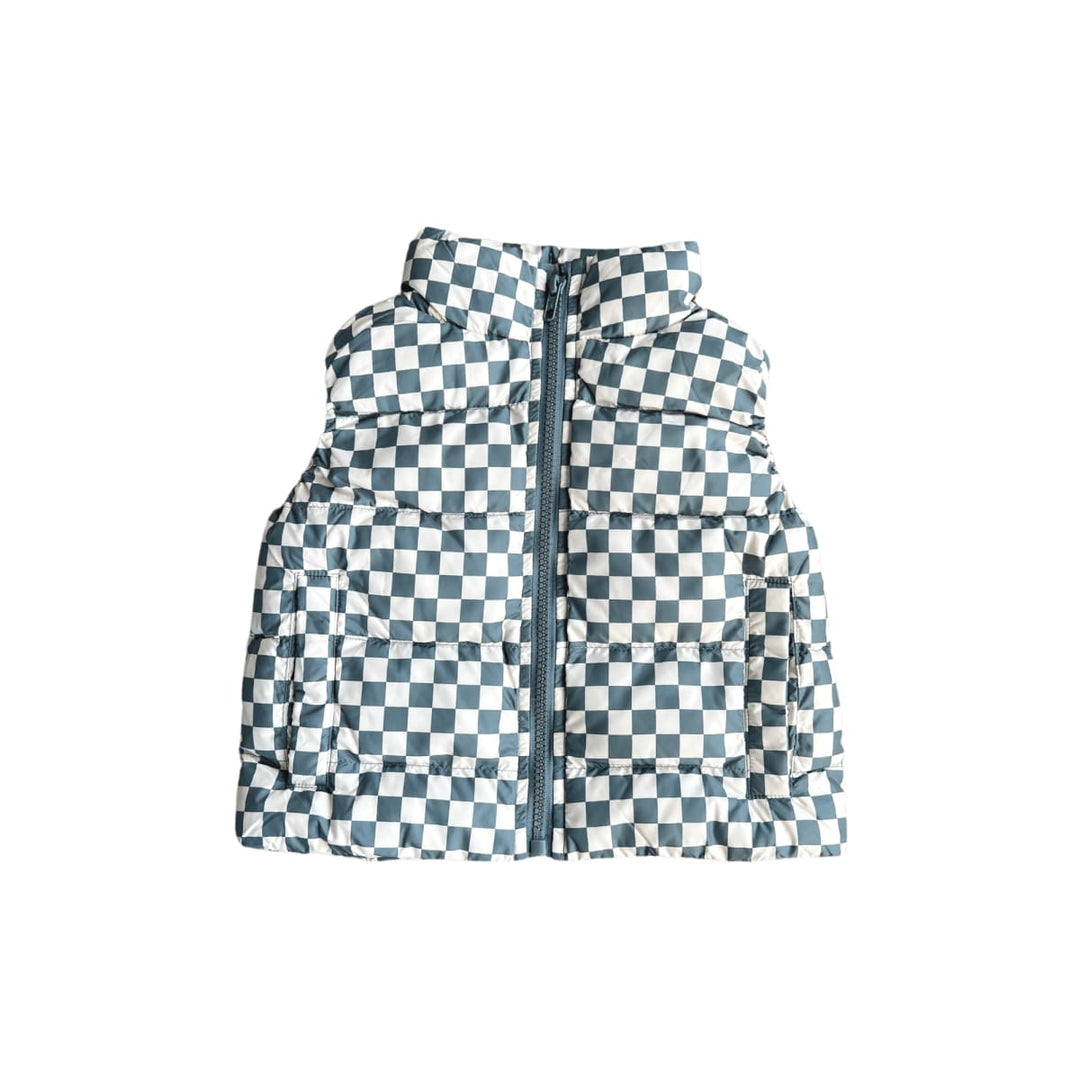 Puffer Vest - Checkered Storm