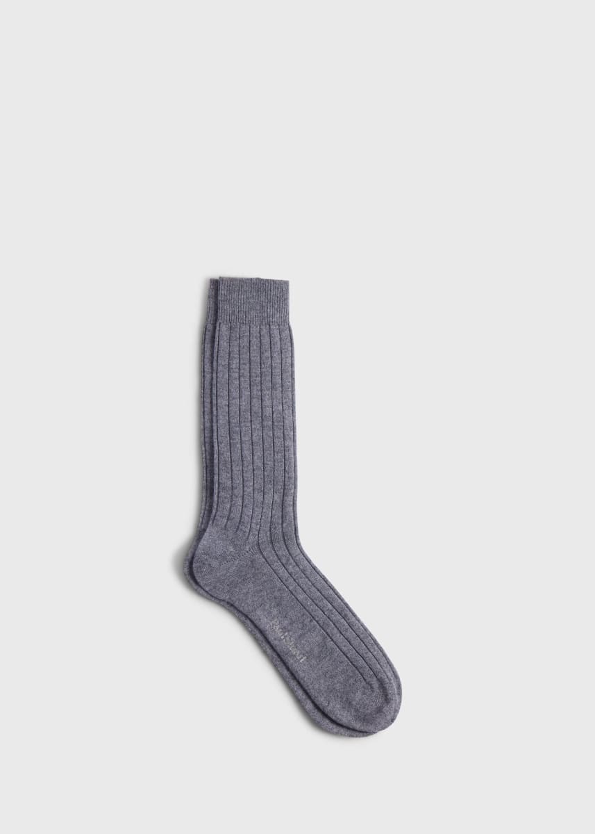 Cashmere Ribbed Sock - Light Grey