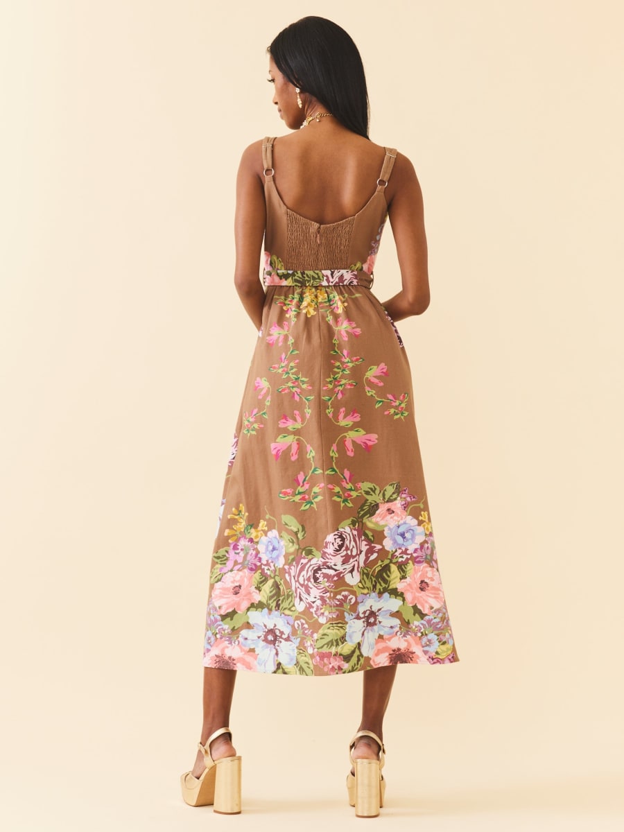 Katherine Dress - Caramel Victorian Floral
