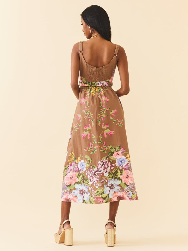 Katherine Dress - Caramel Victorian Floral