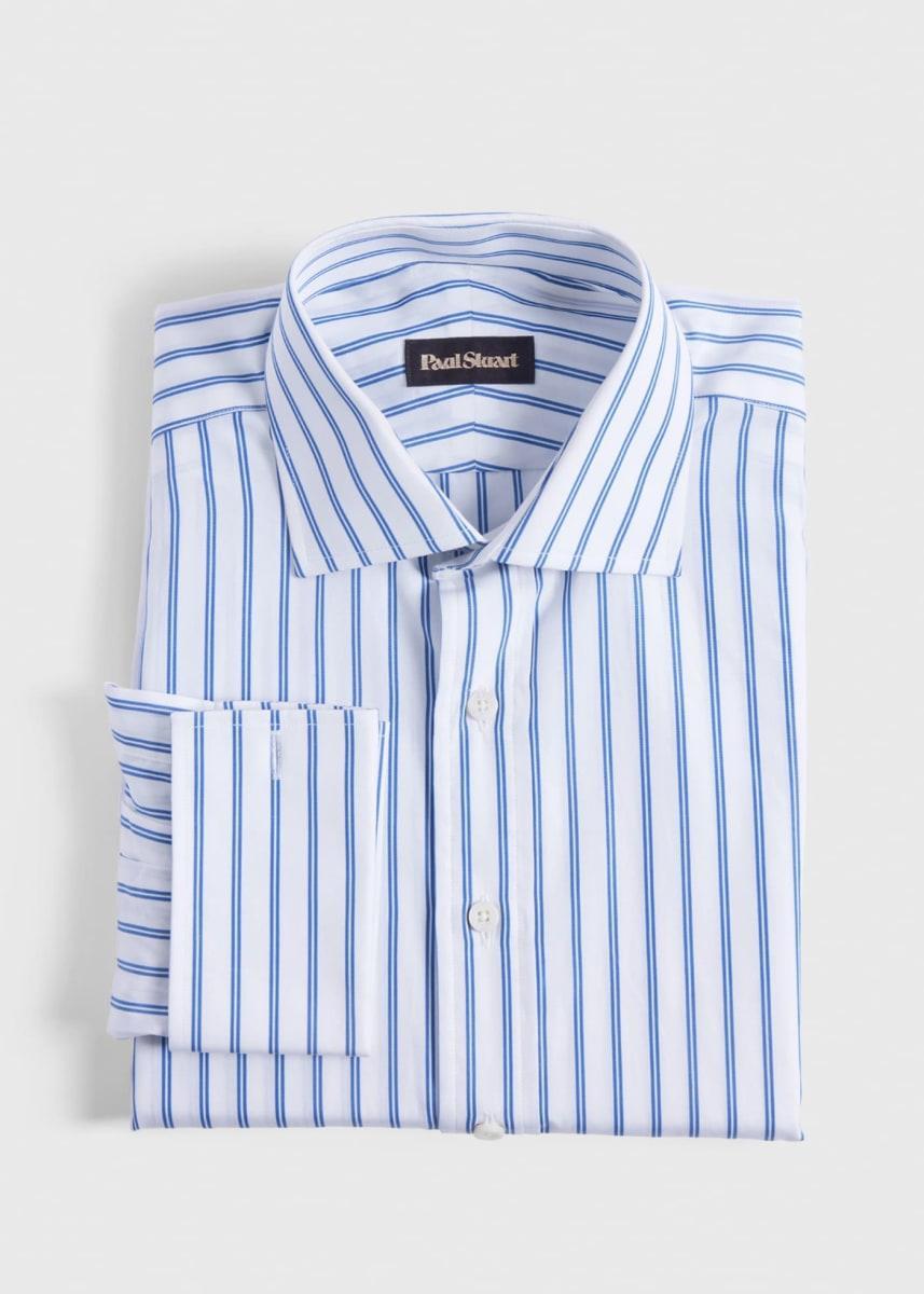 Double Track Stripe Dress Shirt - Blue