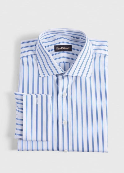 Double Track Stripe Dress Shirt - Blue