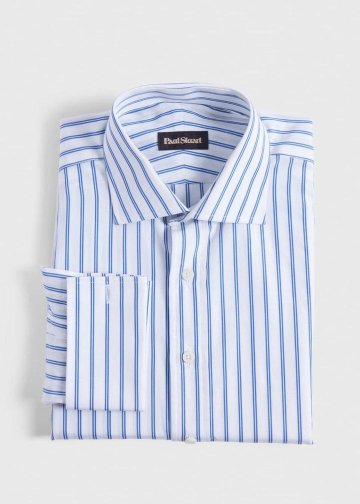 Double Track Stripe Dress Shirt - Blue