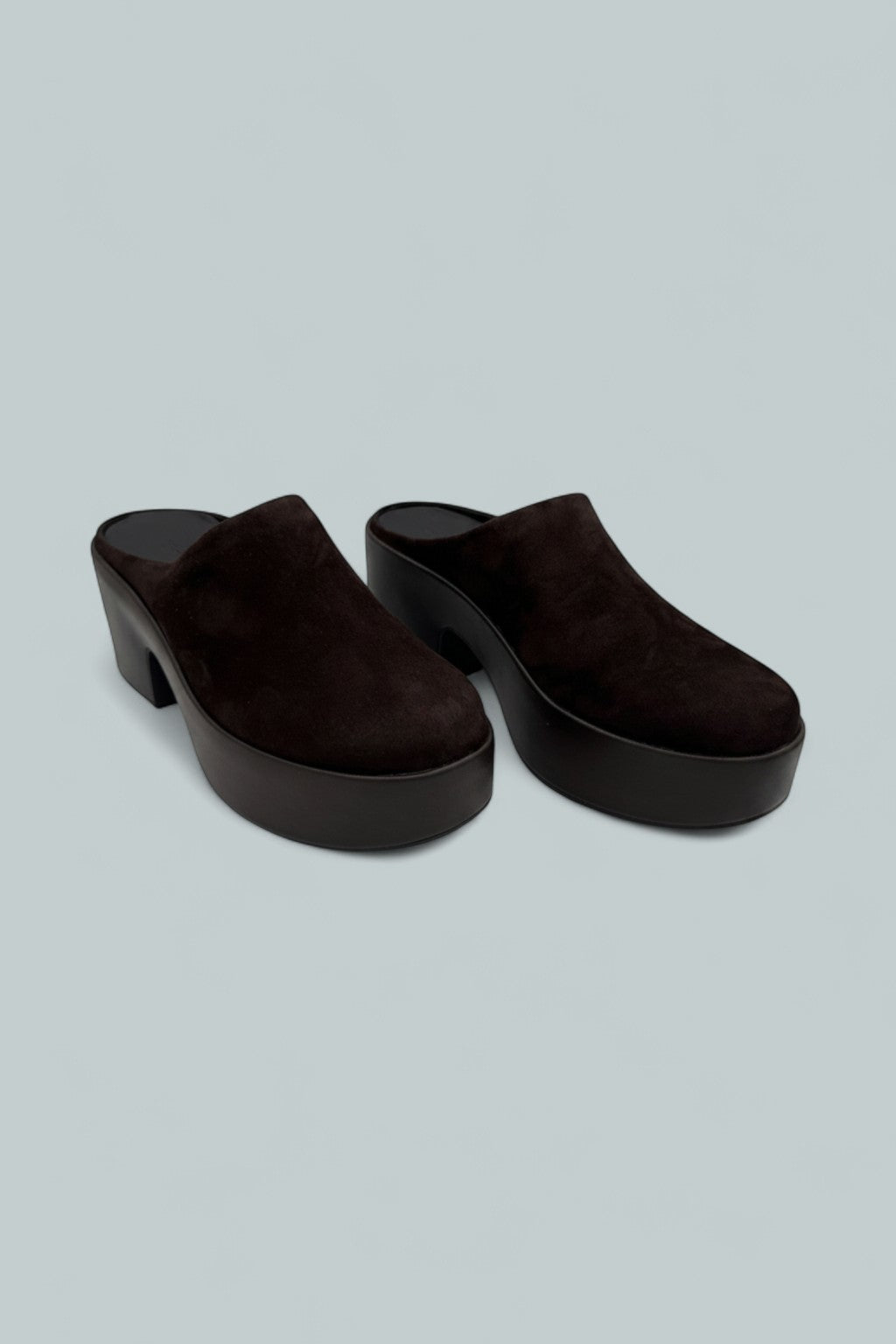 Platfforms Suede Heeled Mules - Chocolate Brown