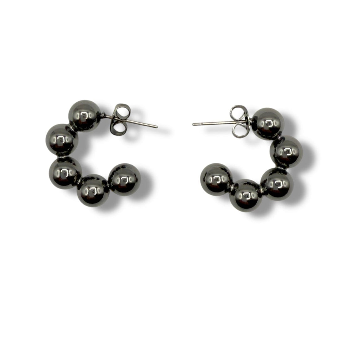 Orbit Bead Hoops - Black