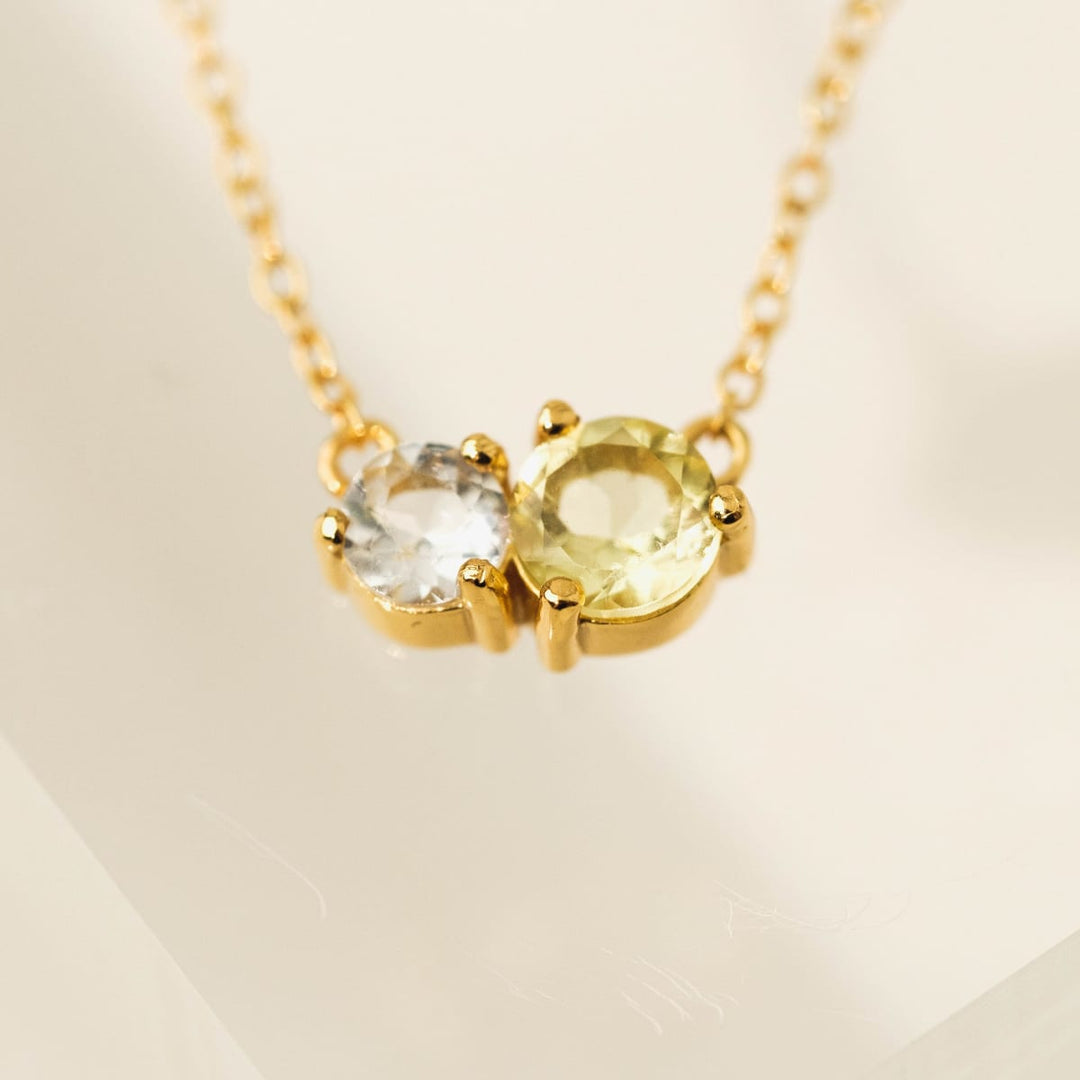 Luma Gemstone Necklace - Lemon Quartz + White Topaz