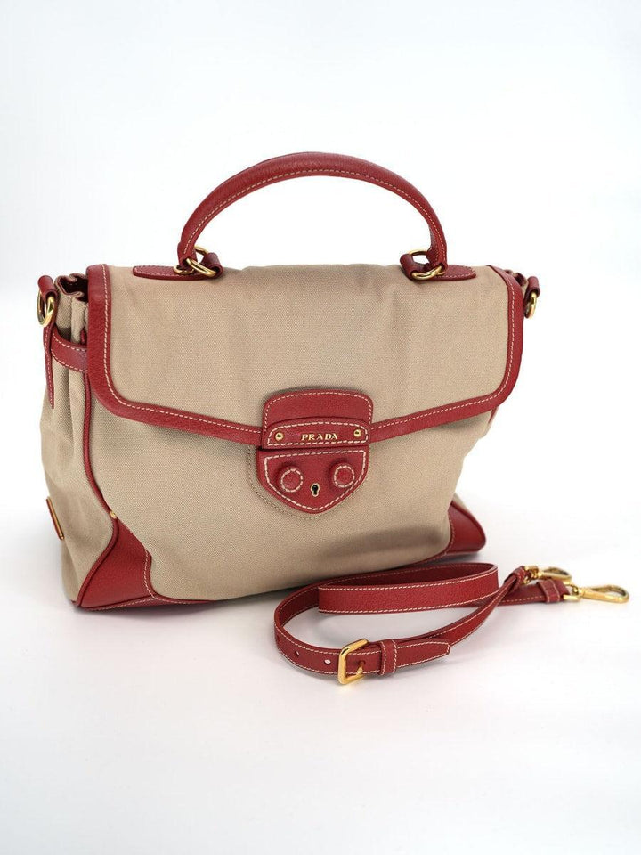 Pre-Owned Prada Canvass Cinghiale with Trimmed Canapa Handles