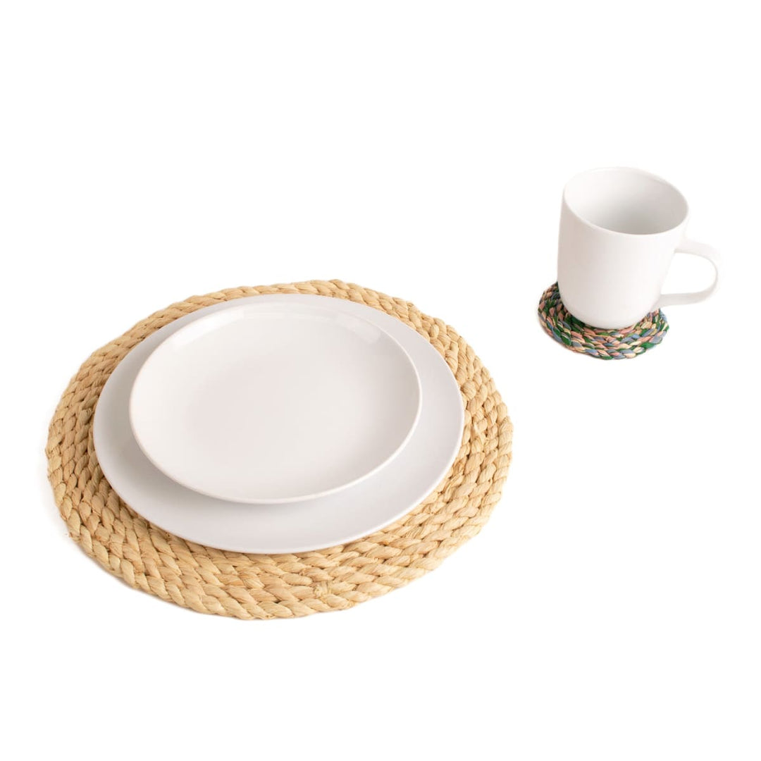 Raffia Woven Coasters - 6 Pieces - Rainbow