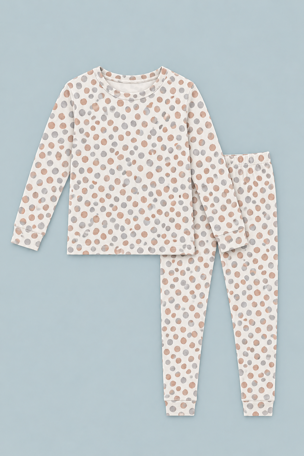 Big Kid Pajama Short Sleeve - Polka Dot Grey