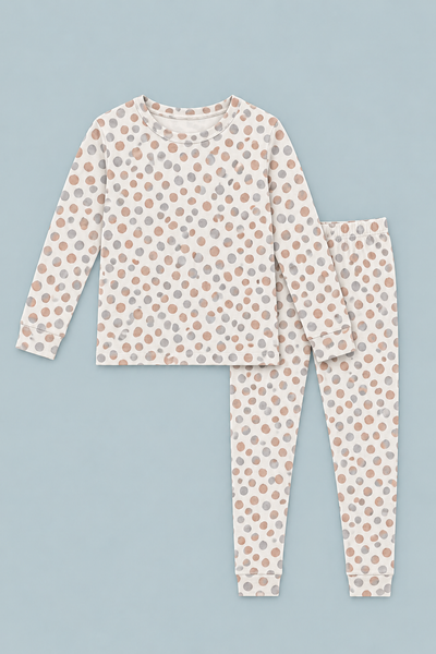 Big Kid Pajama Short Sleeve - Polka Dot Grey