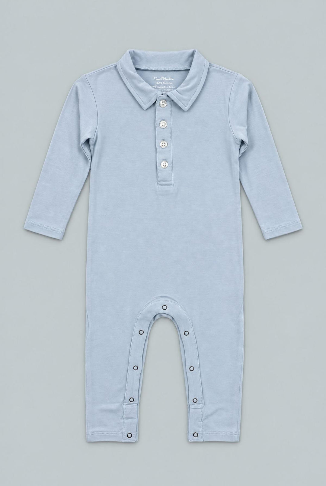 Long Sleeve Polo Romper - Dontes Blue