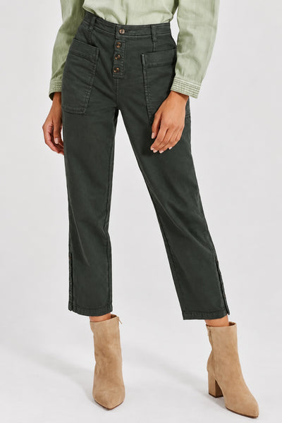 Button Fly Denim - Dark Green
