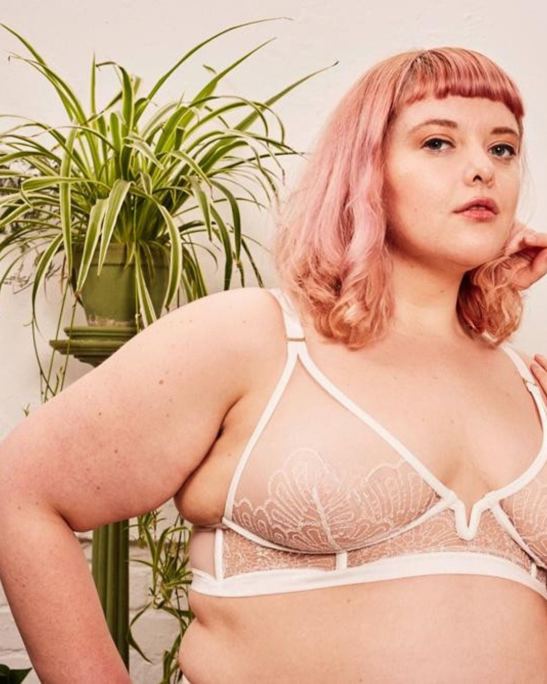 Love Doesn't Need Approval Longline Triangle Bra - Ivory