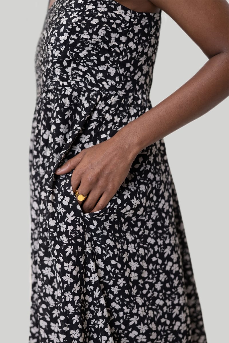 Ruched Strappy Mini Dress - Monochrome Medley