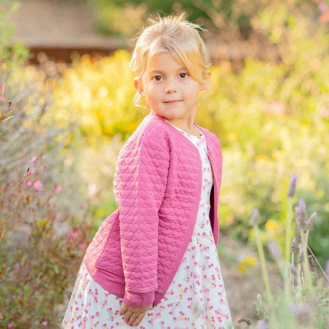 French Terry Hearts Jacket - Dusty Rose