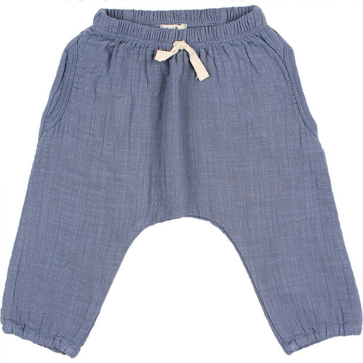 Double Gauze Jogger Pants with Pockets - Blue Shorts Buho 