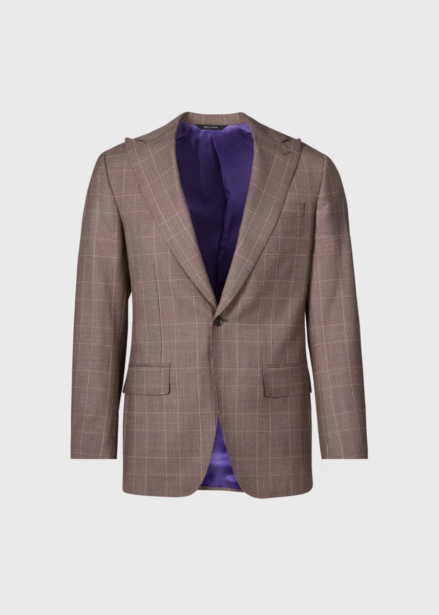Super 120s Wool Plaid Colman Suit - Tan
