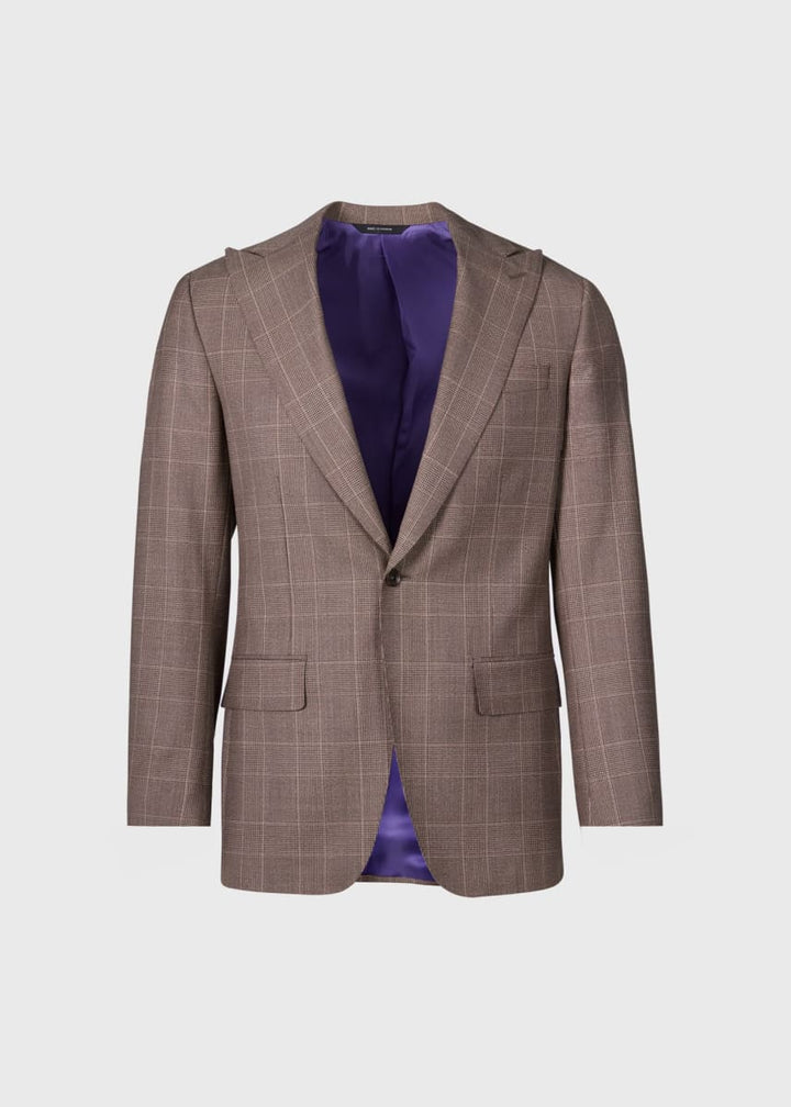 Super 120s Wool Plaid Colman Suit - Tan
