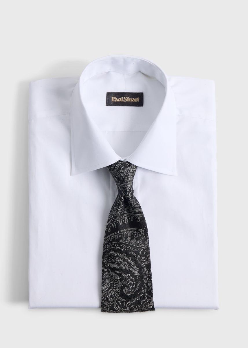 Woven Silk Allover Paisley Tie - Black