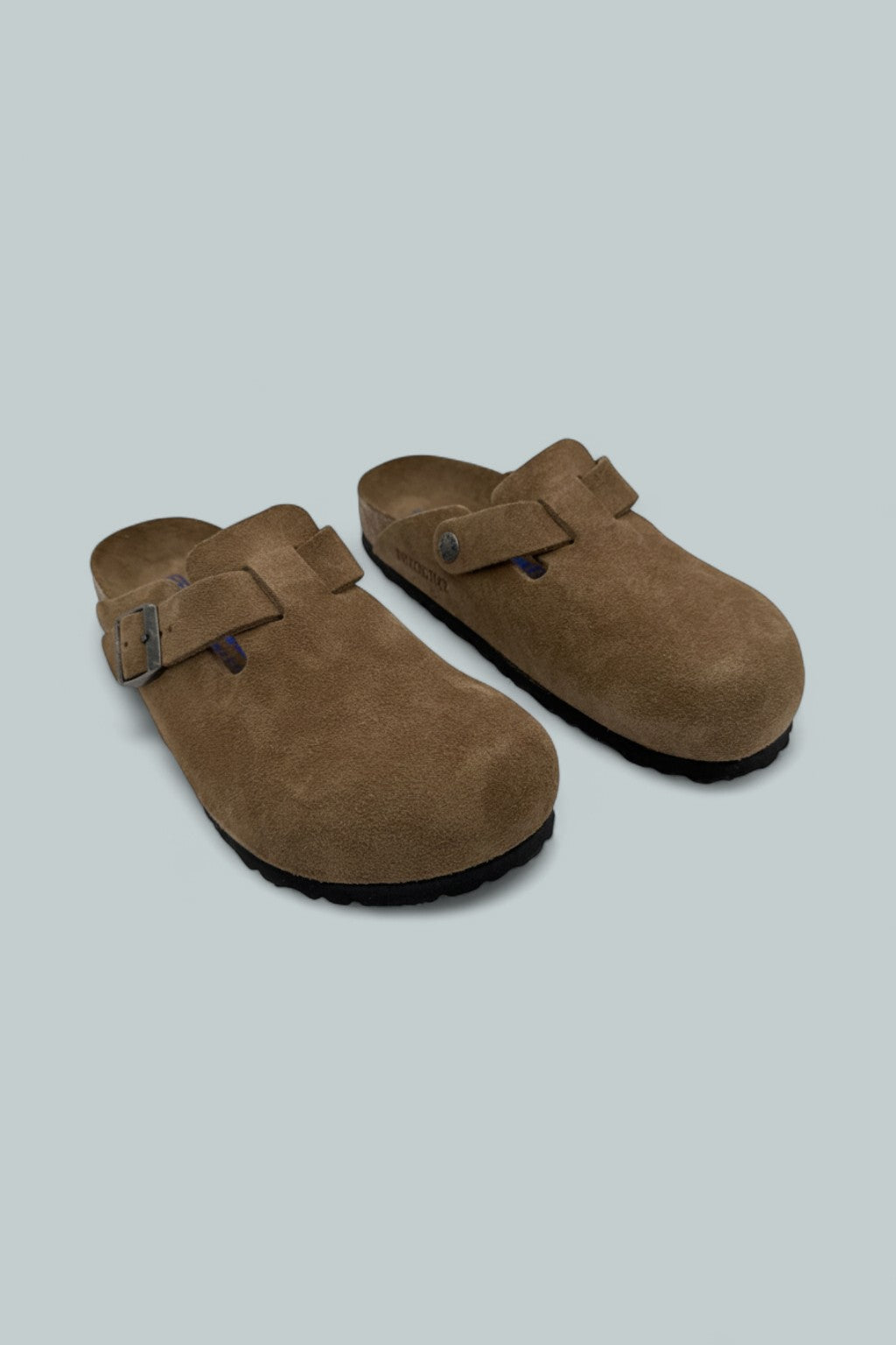Boston Soft Footbed Suede Leather Clogs - Dark Tea Tonal