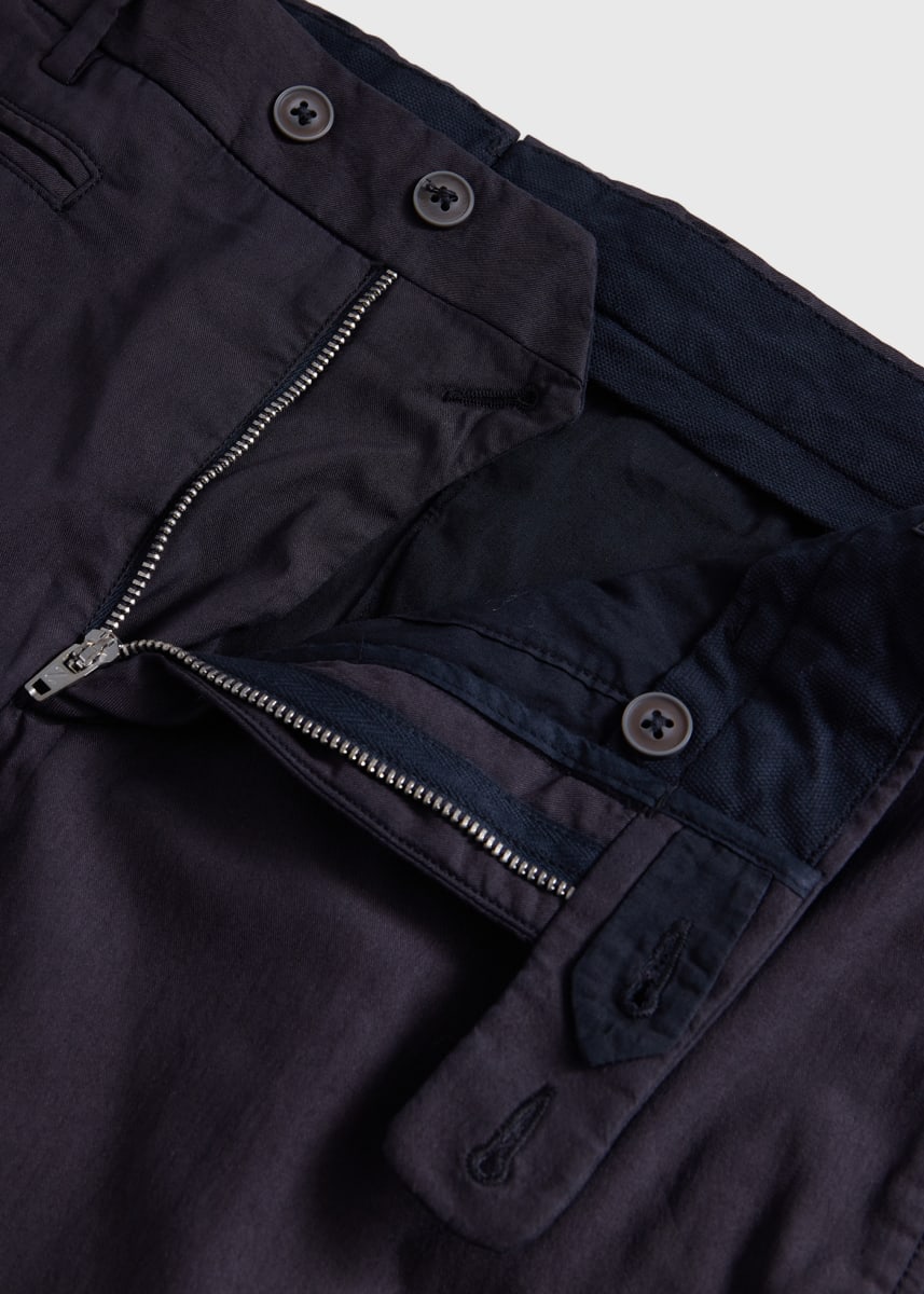 Cotton Stretch Plain Front Trouser - Black
