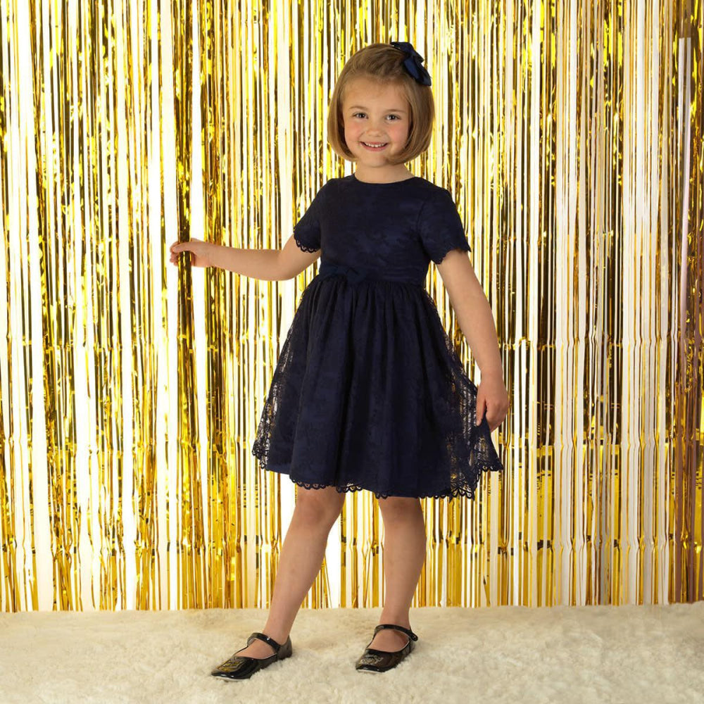 Lace Scalloped Party Dress - Dresses