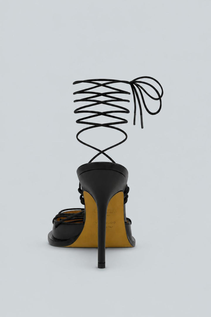 Laced Strappy Sandals - Black - 6.5 - Flip Flops