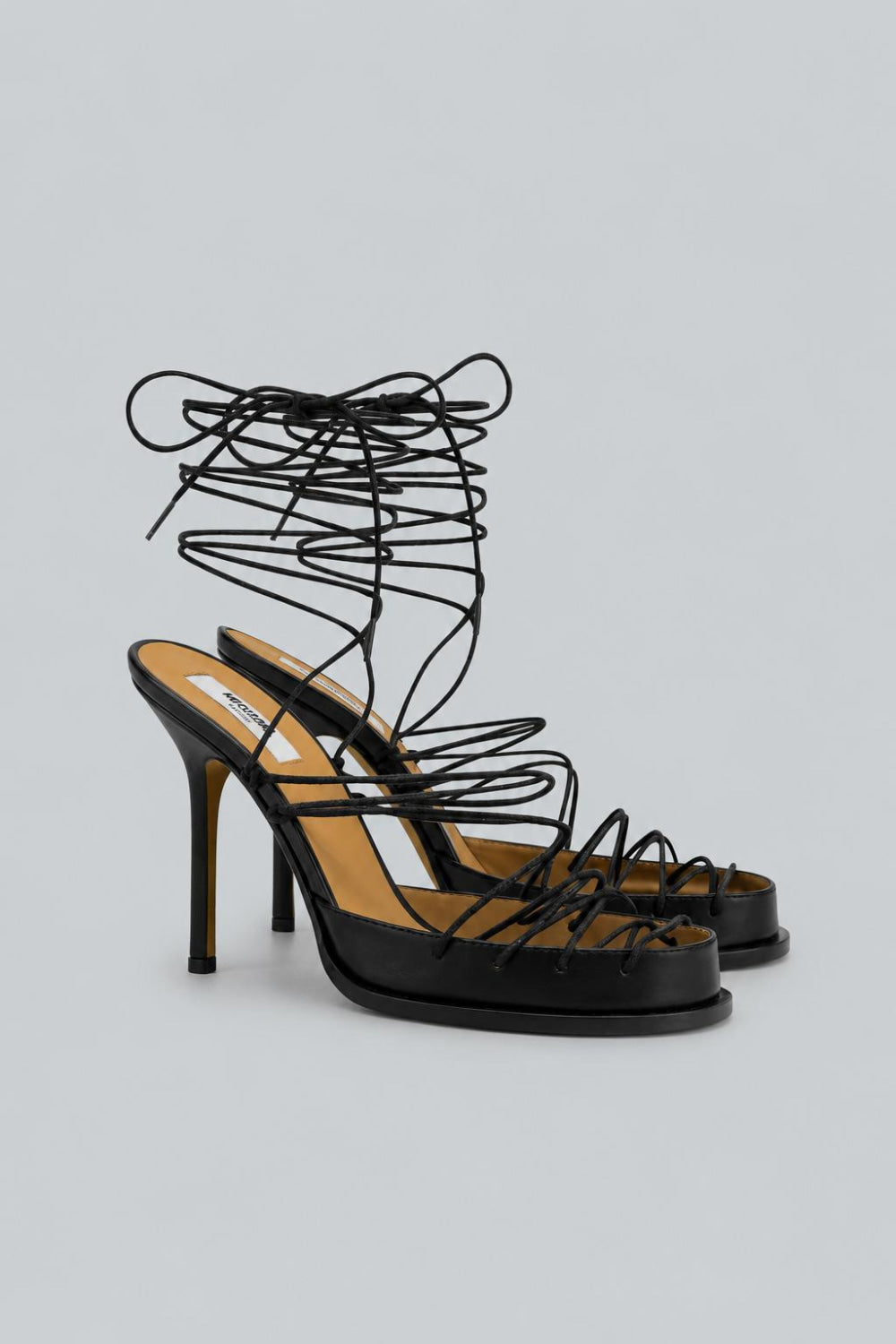 Laced Strappy Sandals - Black - 6.5 - Flip Flops