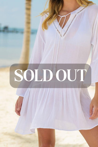 Ladies Gigi Beach Dress - White - Cover-up