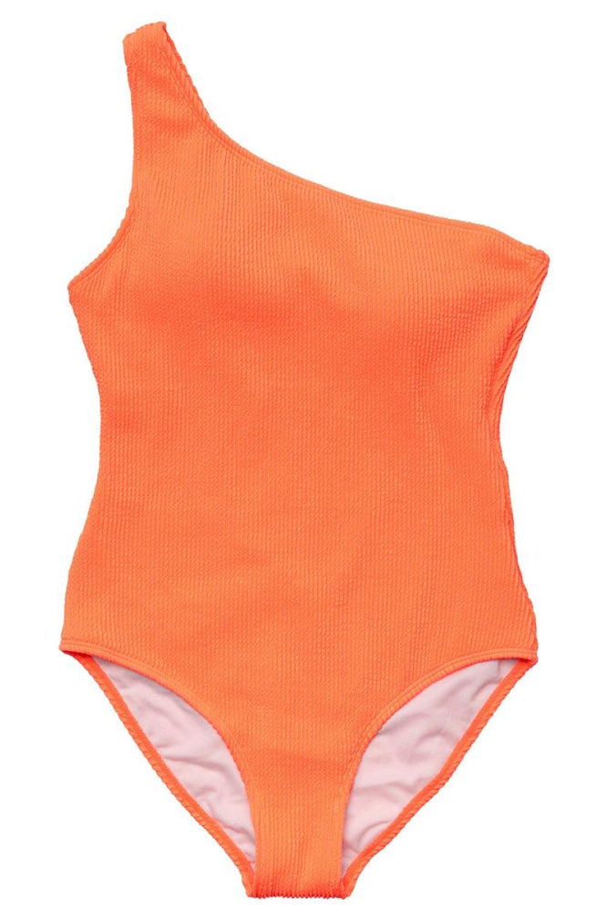 Ladies One Shoulder Swimsuit - Tangerine - One Piece Swim