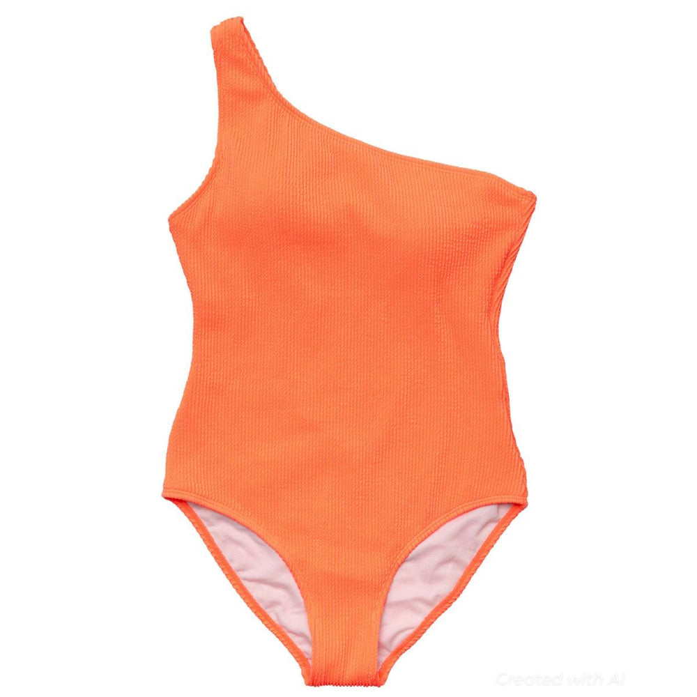 Ladies One Shoulder Swimsuit - Tangerine - One Piece Swim