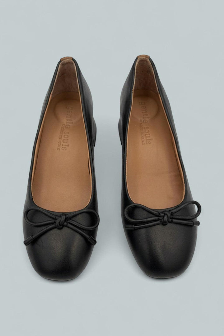 Lancine Leather Bow Heel - Black Leather - 6.5 - Heels