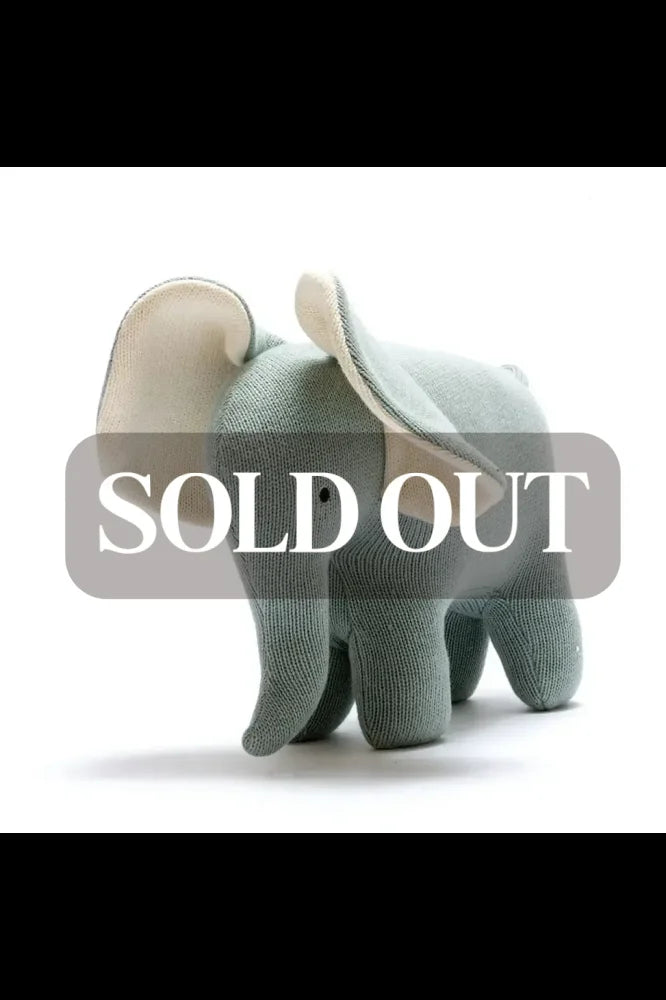 Large Organic Cotton Elephant Plush Toy in Teal - Teal / Organic Cotton - ’Stuffed Animal - Baby Kids Adult’