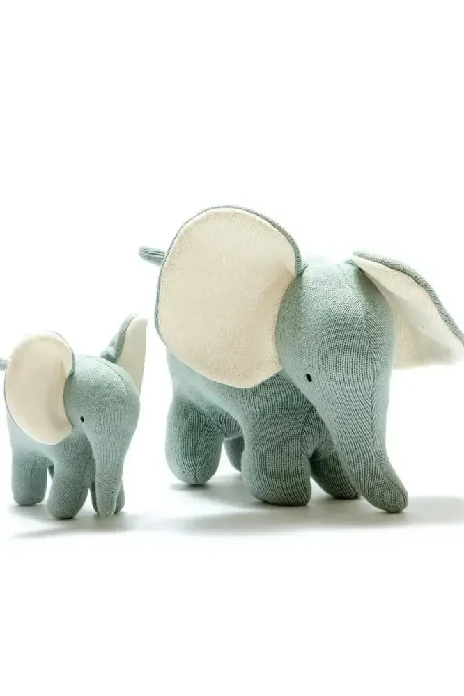 Large Organic Cotton Elephant Plush Toy in Teal - Teal / Organic Cotton - ’Stuffed Animal - Baby Kids Adult’