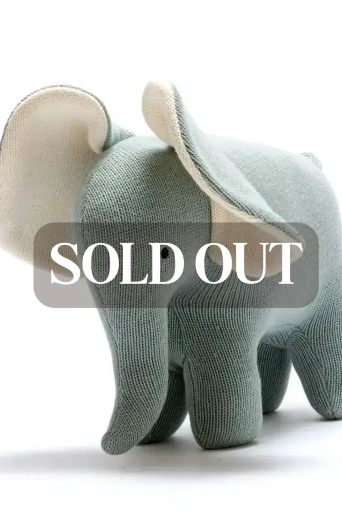 Large Organic Cotton Elephant Plush Toy in Teal - Teal / Organic Cotton - ’Stuffed Animal - Baby Kids Adult’