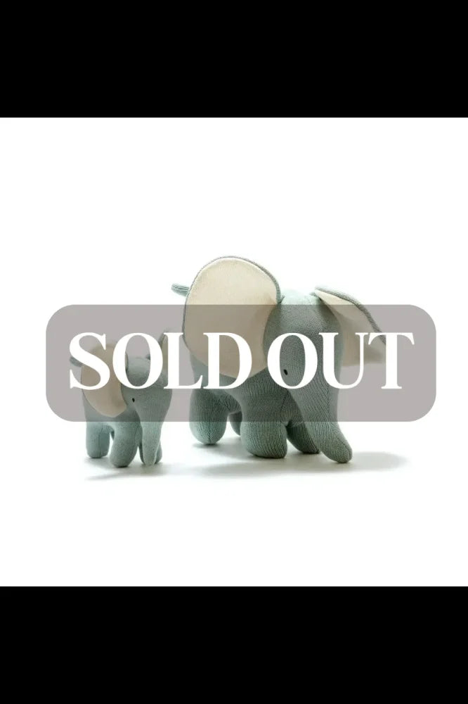 Large Organic Cotton Elephant Plush Toy in Teal - Teal / Organic Cotton - ’Stuffed Animal - Baby Kids Adult’
