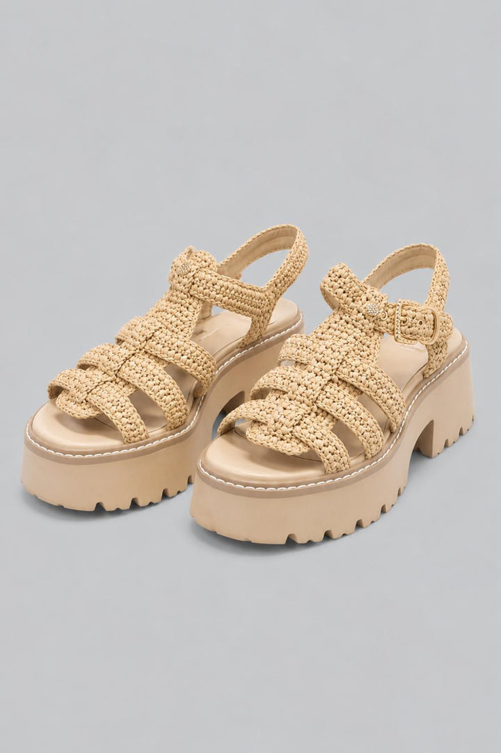 Latice Strappy Fisherman Platform Sandals - Beige - 9.5 M - Sandal
