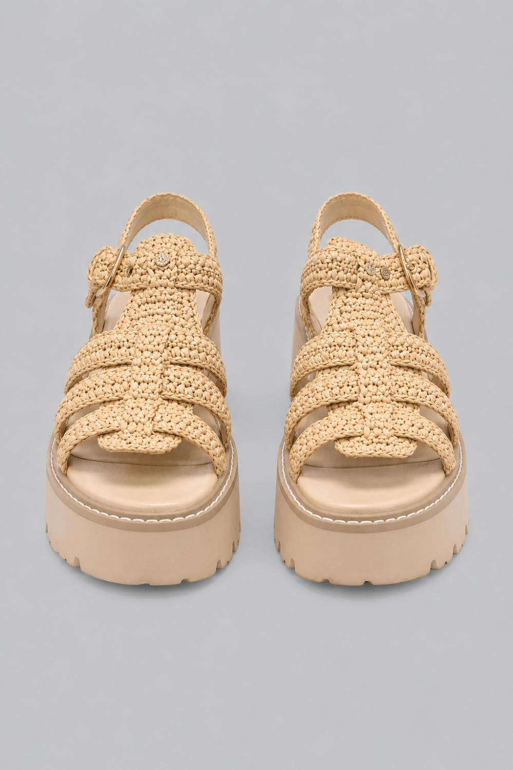 Latice Strappy Fisherman Platform Sandals - Beige - 9.5 M - Sandal