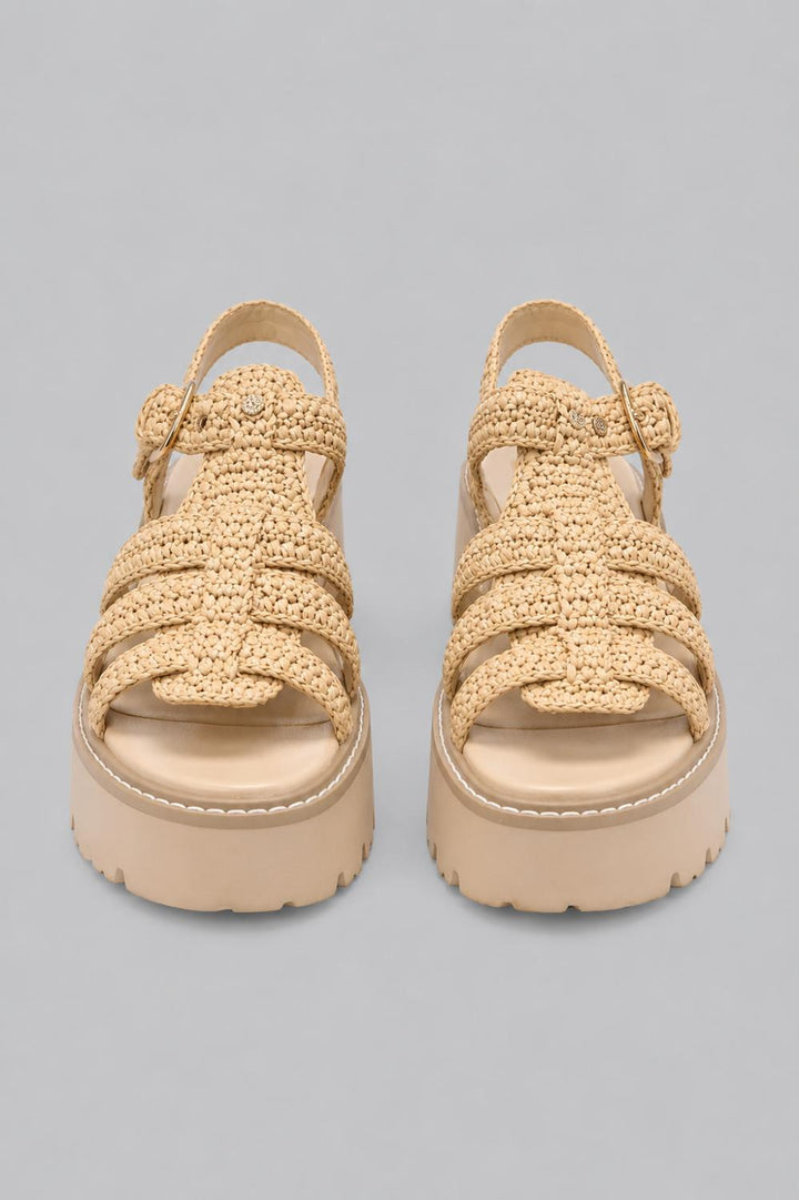 Latice Strappy Fisherman Platform Sandals - Beige - 9.5 M - Sandal