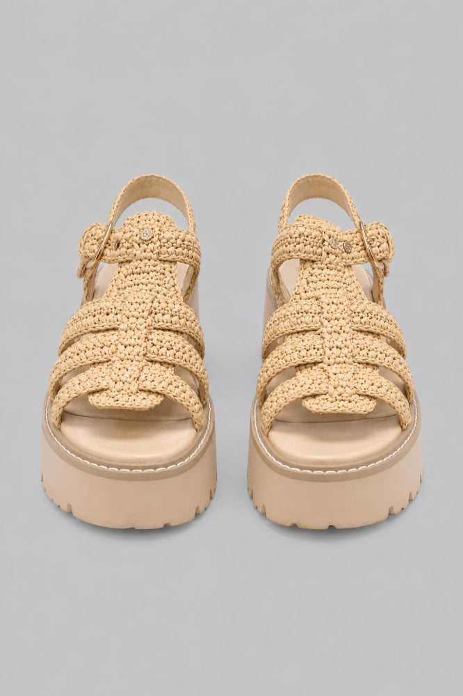 Latice Strappy Fisherman Platform Sandals - Beige - 9.5 M - Sandal