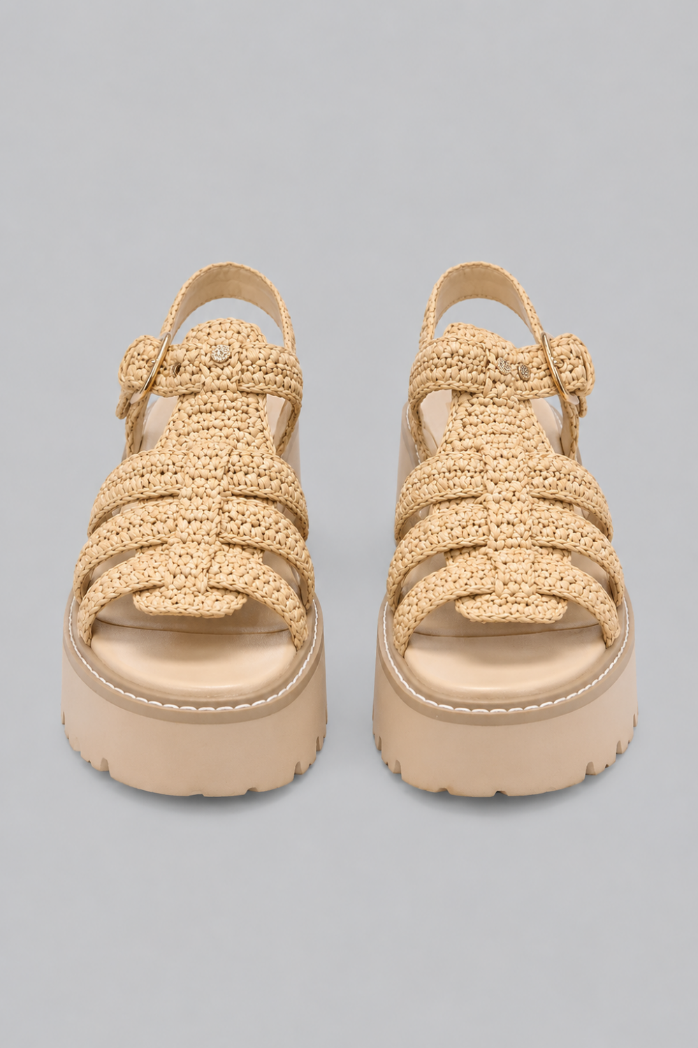 Latice Strappy Fisherman Platform Sandals - Beige - 9.5 M - Sandal