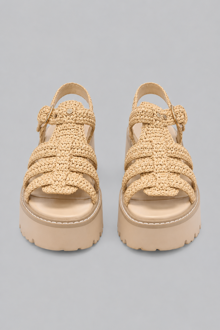 Latice Strappy Fisherman Platform Sandals - Beige - 9.5 M - Sandal
