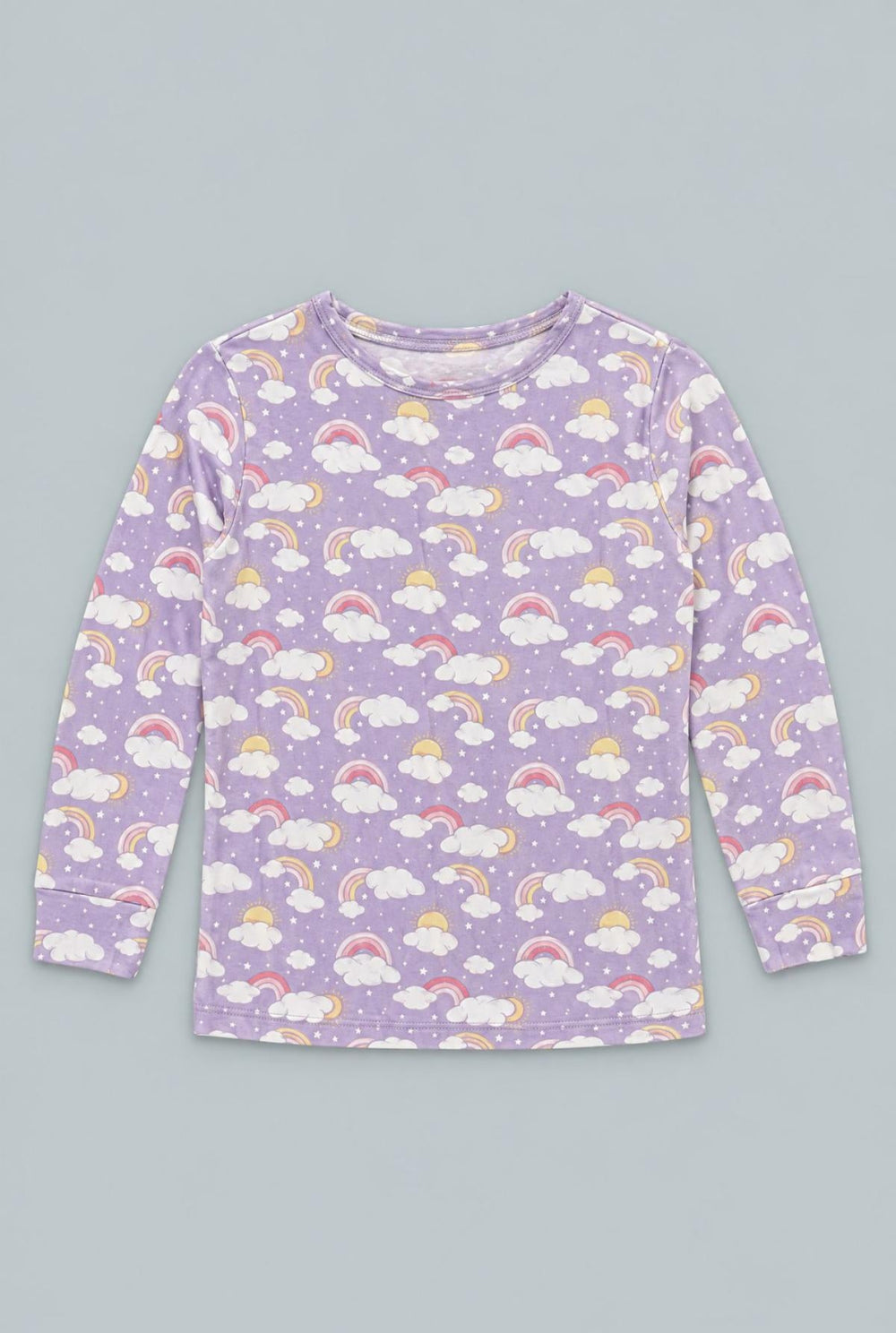 Lavender Rainbows And Clouds Big Kid Pajama Set - Rainbow Clouds - Pajamas
