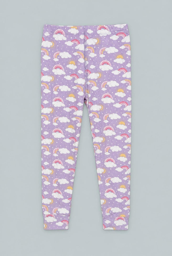 Lavender Rainbows And Clouds Big Kid Pajama Set - Rainbow Clouds - Pajamas